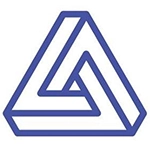 um triângulo azul tridimensional em um fundo branco