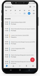imagem de um sistema de agendamento sendo acessado por um celular
